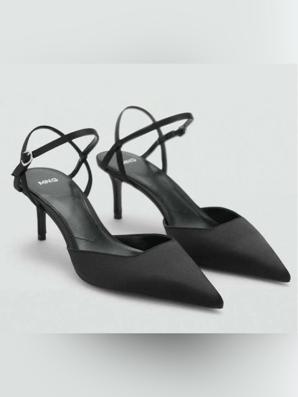 NEW MANGO MNG BLACK HIGH HEELED SHOES WITH STRAPS HEELS SZ 42 US 10